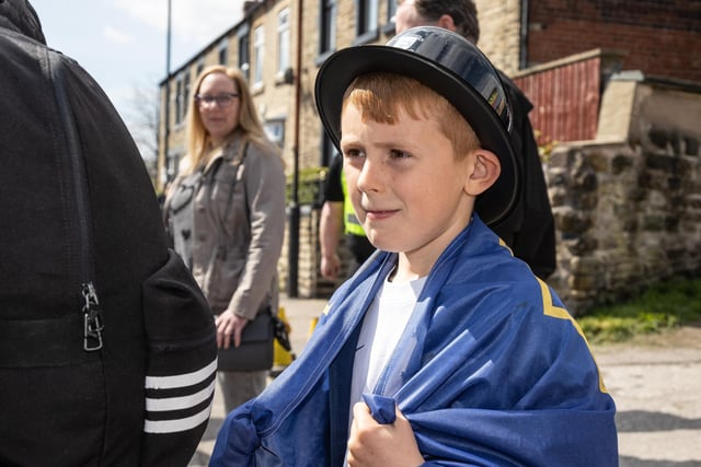 A young PNE supporter makes his way to Oakwell on Gentry Day