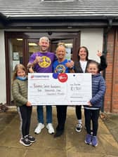 Annie with Karl, daughter Lucie and granddaughters Bridget (left) and Aurora with their donation