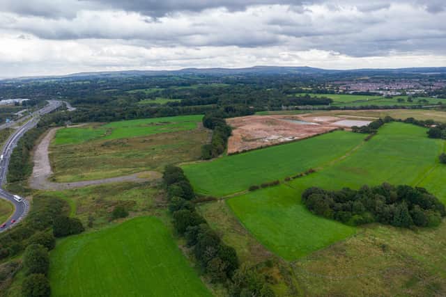 An aeriel view of the Cuerden site, showing some of the established trees that county councillors were keen to protect (image: Kelvin Lister-Stuttard)