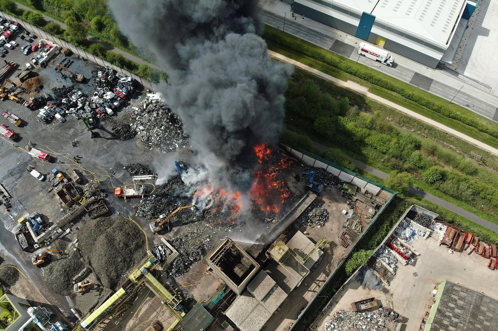 These were the scenes as fire crews battled major blaze that saw smoke dominate skies
