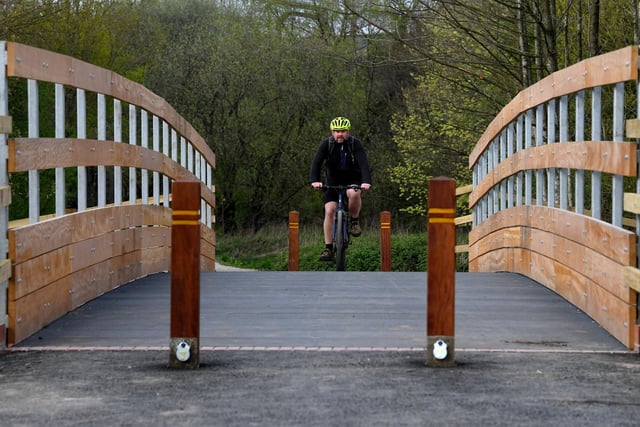 Photo Neil Cross; The new Penwortham footbridge by the River Ribble
