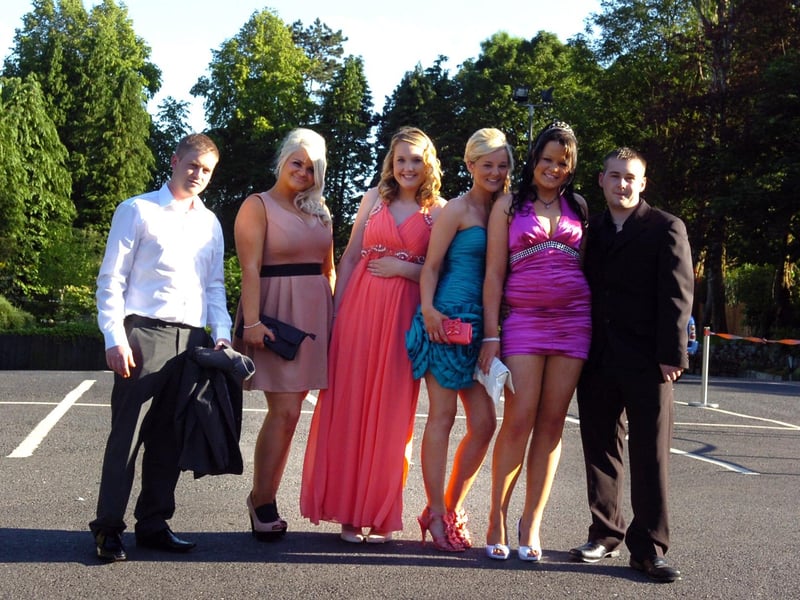 Penwortham Girls High School Prom at Pines Hotel - from left, Mick Holt, Jadine Pemberton, Holly Smith, Gace Evans-Hughes, Shenice Amos and Ryan Wilson