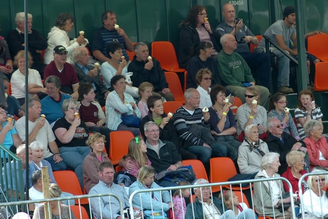 The crowds settle in to watch proceedings at Garstang Show in 2009