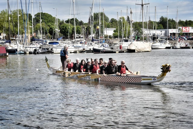 Some of the teams taking part in the Preston Dragons Dragon Boat racing at Preston Marina