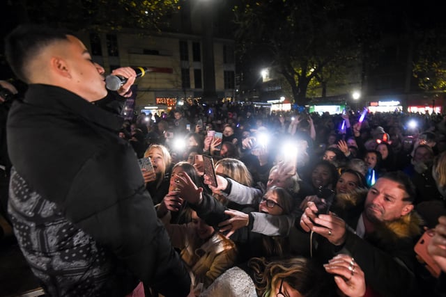 Preston Christmas Lights Switch On - Junior Andre performs for the crowd
