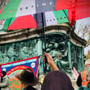 A rally in Lancaster protesting against the Israeli-Palestine conflict.