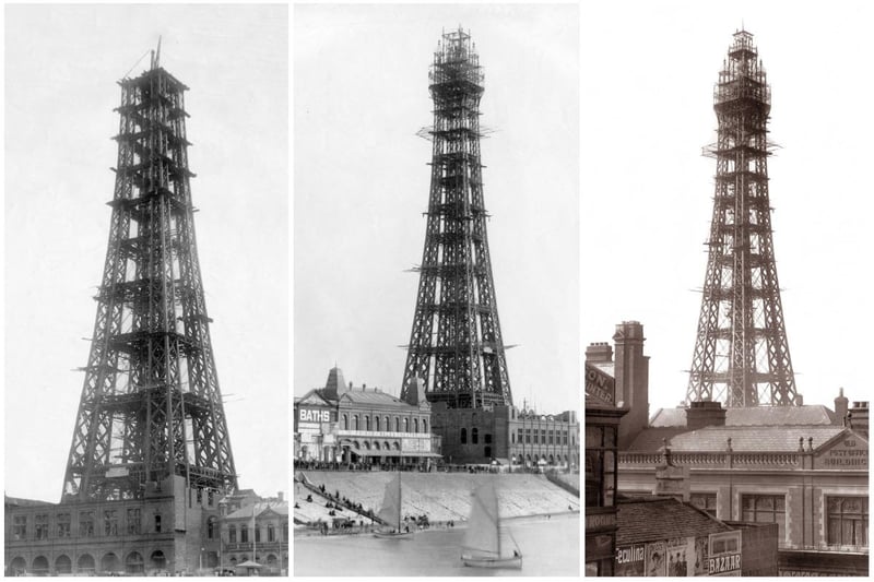 Three striking images of Blackpool Tower nearing completion. The first one is at 335ft, second at 430ft and lastly, just before the top was fitted - at 450ft