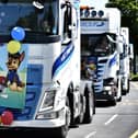 George's Prom Convoy for George Hinds, the little boy who died in the Heysham gas explosion sets off from Morecambe FC. Picture by Julian Brown.