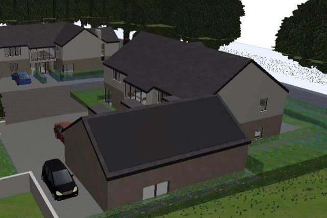 The two-dwelling gated community proposed for a rear garden plot on Cumeragh Lane (image:  David Cox Architects via Preston City Council planning portal)