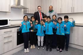 Cubs &amp; Beavers from 10th Fulwood Scout group with Redrow's Paul Fishwick &amp; Scout leader Shoayb Bux