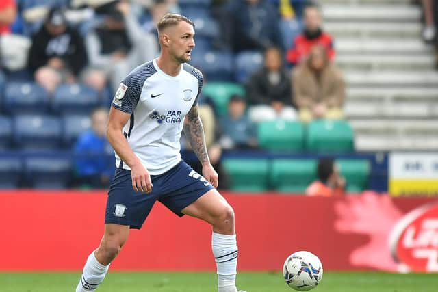 Preston North End defender Patrick Bauer in action against Millwall