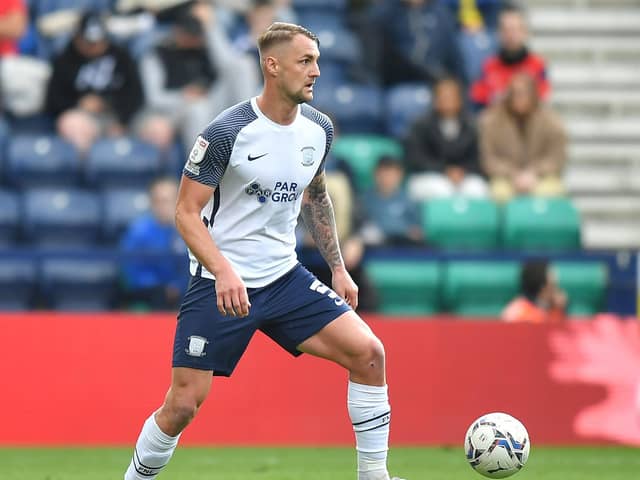 Preston North End defender Patrick Bauer in action against Millwall