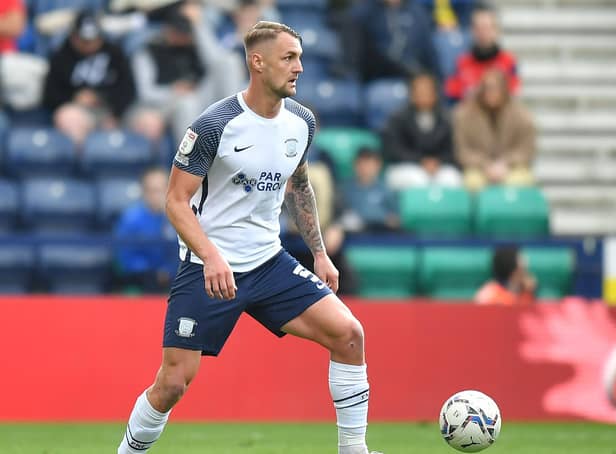 Preston North End defender Patrick Bauer in action against Millwall