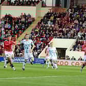 Morecambe v Lincoln City. Cole Stockton's winning goal flies beyond Lincoln keeper Carl Rushworth
Picture: Michael Williamson