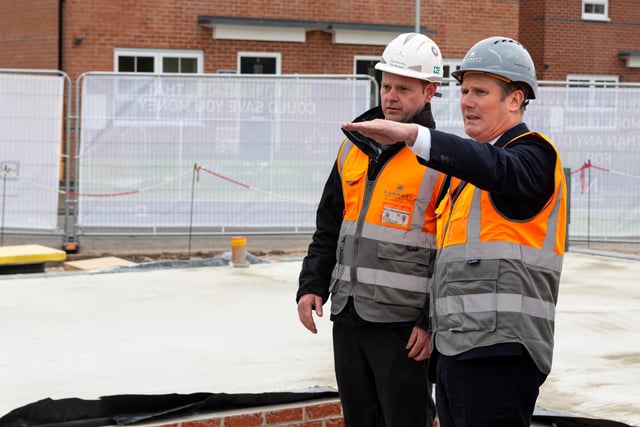 Labour leader Sir Keir Starmer visits a Leyland housing development with Deputy Leader Angela Raynor.  Photo: Kelvin Stuttard