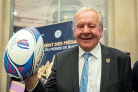 President of World Rugby organisation Sir Bill Beaumont poses before the official presentation of medals designed for the upcoming Rugby World Cup, at the Monnaie de Paris museum in Paris on May 31, 2023.  (Photo by BERTRAND GUAY / AFP) (Photo by BERTRAND GUAY/AFP via Getty Images)