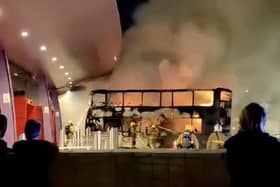 Natasha White caught this dramatic image of fire crews fighting a double decker bus blaze on Burnley bus station last night