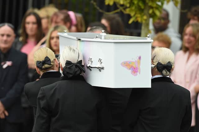 Olivia Pratt-Korbel's coffin is carried into St Margaret Mary's Church in Knotty Ash, Liverpool.