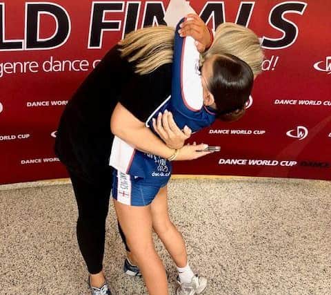 Sienna celebrating her win at world dance championships