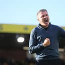 Preston North End manager Ryan Lowe celebrates at the end of the match against Norwich City.