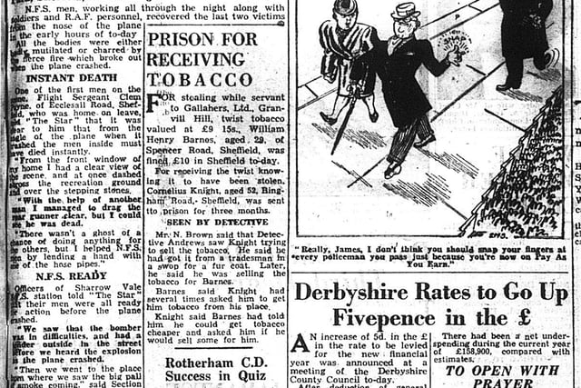 The day after, February 23, 1944 The Star reported the 'Instant death' that happened to the crew members when the Mi Amigo crashed in Endcliffe Park.