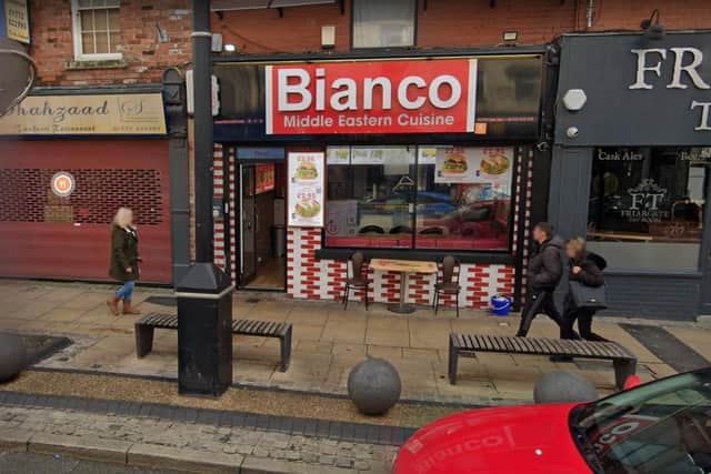 Bianco takeaway in Friargate, Preston, where police ay they were called to a catalogue of alleged violent incidents.