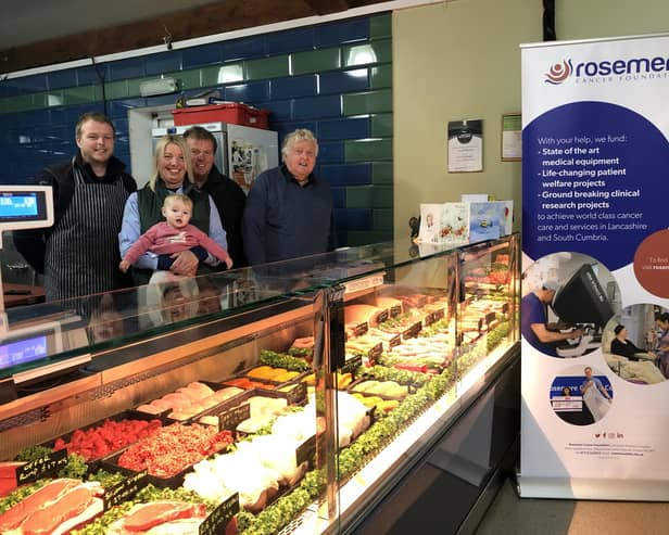 Business as usual, which includes supporting charity Rosemere Cancer Foundation, for four generations of the Woods family. From left to right, Danny, Cathy with nine-month-old granddaughter Summer, John and Mick