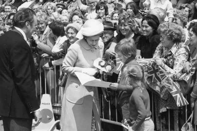 A special peal of bells rung at the Parish Church in Preston to mark the arrival of Her Majesty in 1977. She arrived in Preston during a goodwill tour of England. It was estimated that one quarter of a million Lancastrians cheered the Royal on her journey round the town