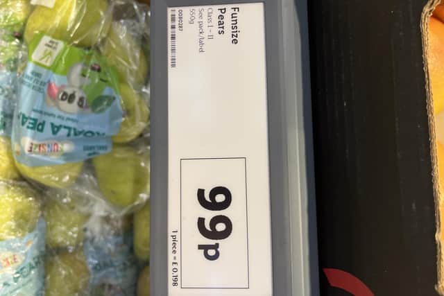 Funsize pears have increased from 57 to 99p.