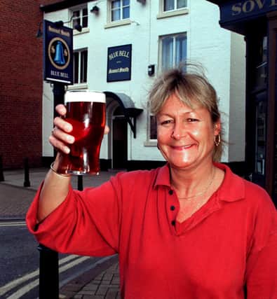 Landlady of the Olde Blue Bell Pub, Church Street, Preston, 1997
