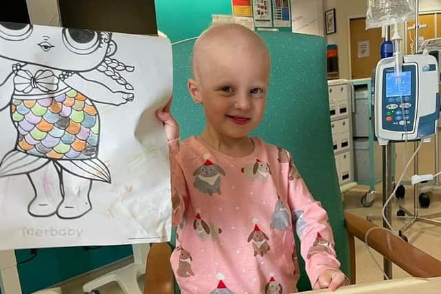 Freya Duckworth, pictured in hospital during her treatment.