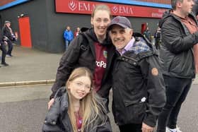 Ruby with her sister Jay Hebden and Burnley FC chairman Alan Pace who made Ruby's dream come true when he presented her with the shirt worn by Jay Rod, her favourite player, after the Clarets 5-0 win against Sheffield United at Turf Moor on Saturday