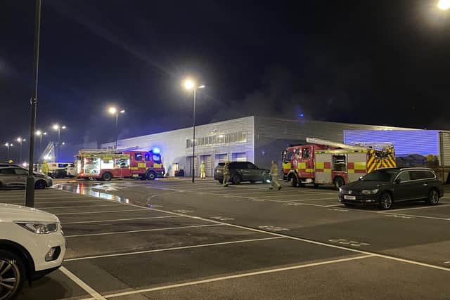 Nine fire engines were in attendance at the height of the incident (Credit: @LancashireFRS)