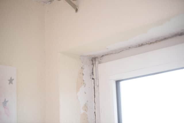 Some of the patch plastering work carried out by the lettings agent, which should be 'flush' and decorated over, according to the improvement notice issued by Blackpool Council.