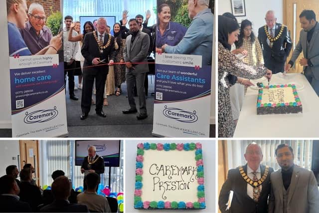 Mayor of Preston Phil Crowe opening the office with Muhammad Iqbal Managing Director and Owner of Caremark Preston