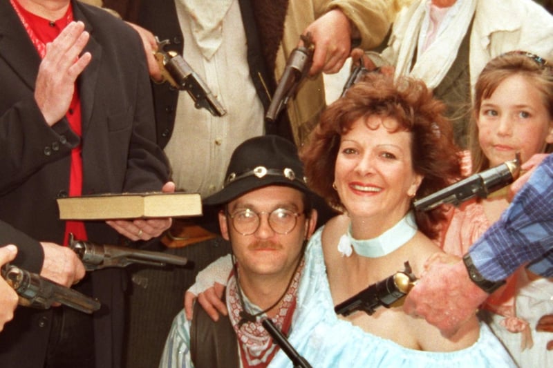 Shotgun wedding, members of Morecambe Raiders, Dave and Sue Murgatroyd, get hitched at the Country Music Festival held at the Crazy Horse Saloon, at Morecambe's Frontierland.