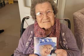 Colne's Elsie Moore with her telegram from the Queen she received to mark her 105th birthday