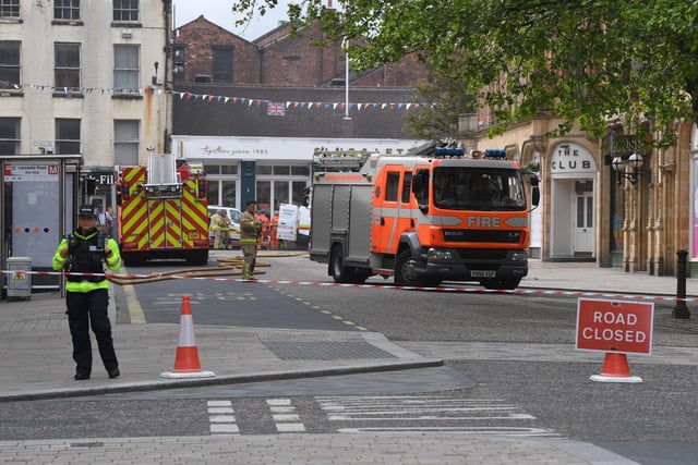 Emergency services at the scene of a fire in Preston on Friday morning.