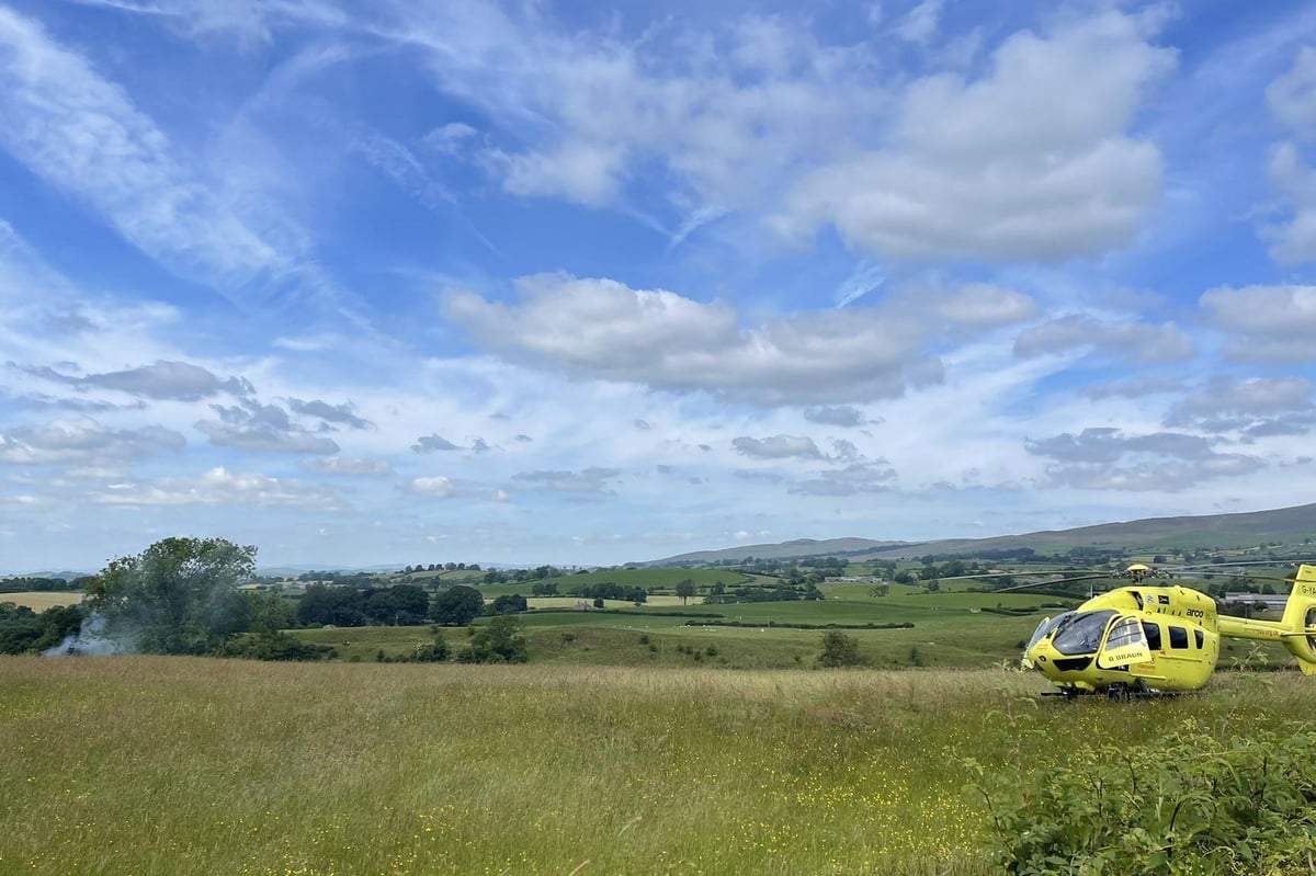Emergency services at scene of helicopter crash near Lancaster