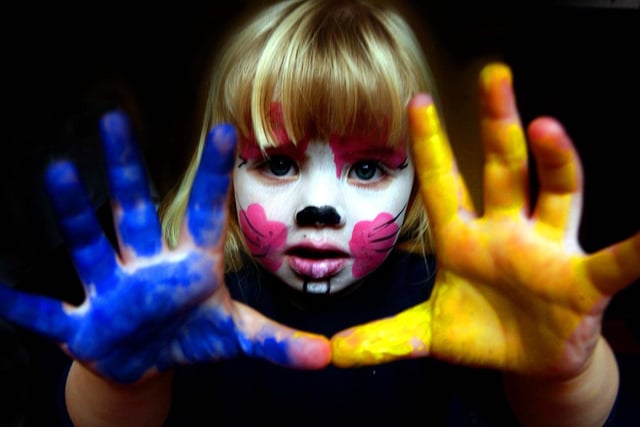 You need hands... Kelly Brennand, two, of Leyland, at the Lend-a-Hand day at the Civic Centre in Leyland