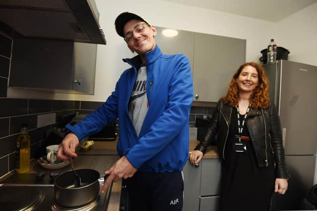 Will in the kitchen with Bright Start staff member Louise Ford