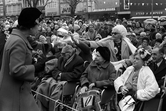 Meeting people in Preston town centre in May 1979