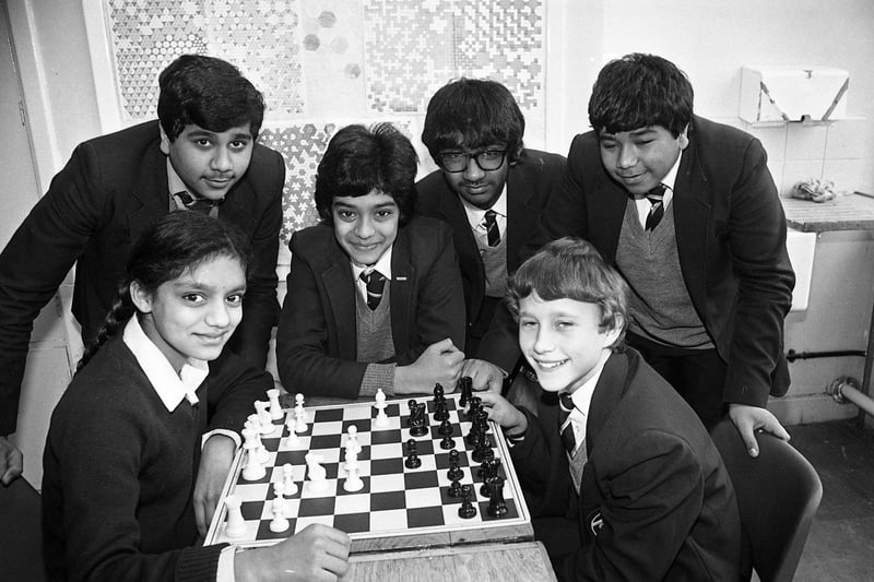 Six pupils from Preston's Ashton-on-Ribble High School have defeated four other Lancashire team in the regional heats of The Times British Schools Chess Tournament. Pictured after their win (from left to right) Permjit Jhooti, Dinesh Gohil, Sarabjit Singh, Mahesh Patel, Sunil Gohil and Lee Morris.
