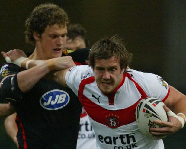 Bryn Hargreaves in action for St Helens against his hometown club, Wigan