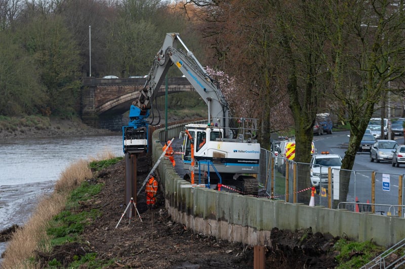 Latest developments on the flood defence walls on the River Ribble, Broadgate, Preston. Photo: Kelvin Stuttard