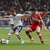 Preston North End's Alan Browne holds off the challenge from Middlesbrough's Ryan Giles

Photographer Lee Parker/CameraSport

The EFL Sky Bet Championship - Middlesbrough v Preston North End - Saturday 18th March 2023 - Riverside Stadium - Middlesbrough

World Copyright © 2023 CameraSport. All rights reserved. 43 Linden Ave. Countesthorpe. Leicester. England. LE8 5PG - Tel: +44 (0) 116 277 4147 - admin@camerasport.com - www.camerasport.com