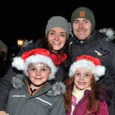 Longirgde does Christmas 2018: Julie and Graham Mitton with twins Thomas and Eva, eight, have fun at the Longridge Does Christmas event, at Longridge Station.