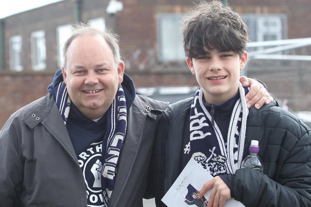 Two PNE fans sport their colours before the game