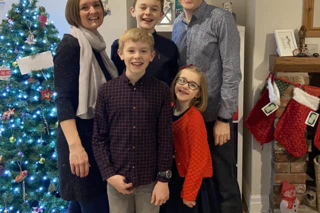 Adam with his family - parents Matt and Sarah, big brother William, 13, and little sister Sophie, 7
