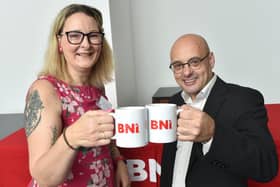 Louise Eccles and Daniel Barton launching local business group in record attempt. Photo: Clive Lawrence